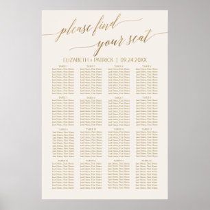 Elegant Gold Calligrafie   Ivory Seating Chart Poster