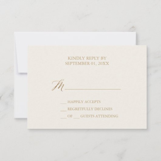 Elegant Gold Calligrafie | Ivory Simple RSVP-kaart RSVP Kaartje (Achterkant)