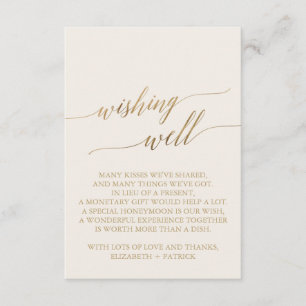 Elegant Gold Calligrafie Ivory Wishing Well Informatiekaartje