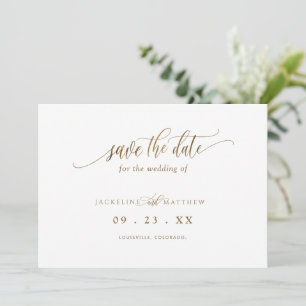 Elegant Gold Calligrafie, minimalistisch huwelijk Save The Date