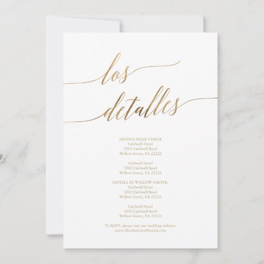 Elegant Gold Calligrafie | Spaans bruiloft Kaart (Achterkant)