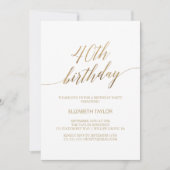 Elegant Gold Calligraphy 40th Birthday Kaart (Voorkant)
