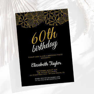 Elegant Gold Calligraphy 60th Birthday Kaart