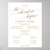 Elegant Gold Calligraphy Adventure Wedding Program Poster (Voorkant)
