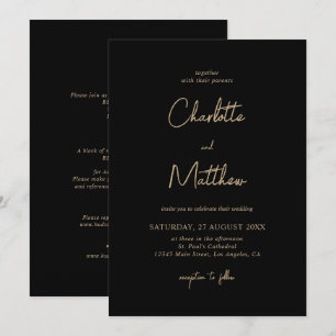 Elegant Gold Calligraphy — Back Wedding I Kaart
