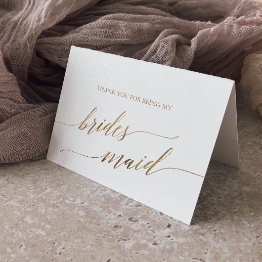 Elegant Gold Calligraphy Bridesmaid Bedankkaart