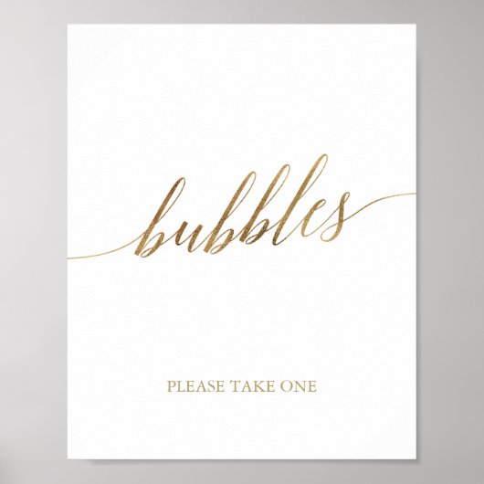 Elegant Gold Calligraphy Bubbles Sign Poster (Voorkant)