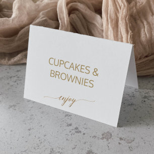 Elegant Gold Calligraphy Buffet Food Labels Kaart