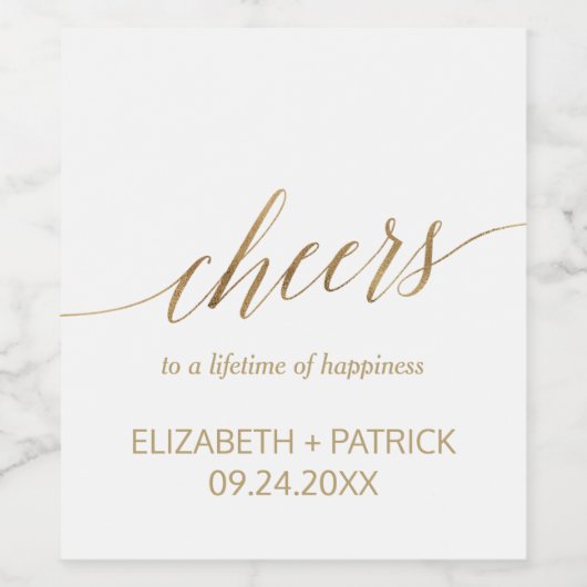Elegant Gold Calligraphy "Cheers" Wine Labels Wijn Etiket (Enkel label)