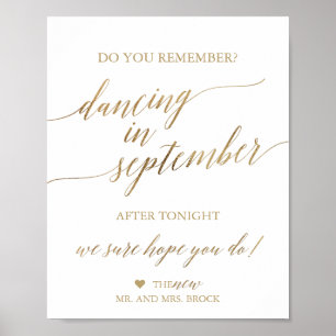 Elegant Gold Calligraphy Dansin September Sign. Poster