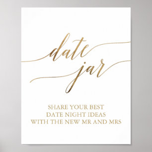 Elegant Gold Calligraphy Date Jar Sign Poster