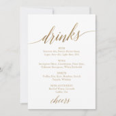 Elegant Gold Calligraphy Drink Table Menu Sign Kaart (Voorkant)
