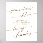 Elegant Gold Calligraphy Generations of Love Sign Poster (Voorkant)