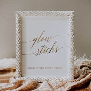 Elegant Gold Calligraphy Glow Sticks Sign Poster