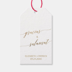 Elegant Gold Calligraphy Gracias and Salamat Cadeaulabel