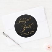 Elegant Gold Calligraphy Hartelijk dank voor uw hu Ronde Sticker (Envelop)