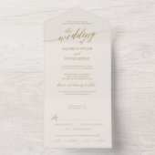 Elegant Gold Calligraphy Ivory Wedding All In One Uitnodiging (Binnen)