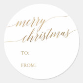 Elegant Gold Calligraphy kerstcadeaunaam Ronde Sticker (Voorkant)