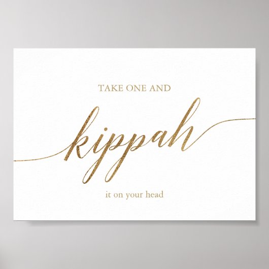 Elegant Gold Calligraphy Kippah Poster (Voorkant)