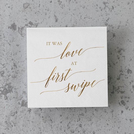 Elegant Gold Calligraphy Love at First Swipe Servet