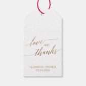 Elegant Gold Calligraphy Love & Bedankt Favor Cadeaulabel (Voorkant)