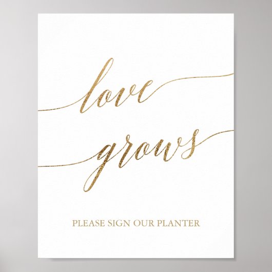 Elegant Gold Calligraphy Love Groot Sign Poster (Voorkant)