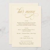 Elégant Gold Calligraphy Luxe Mariage Bar Menu (Devant / Derrière)