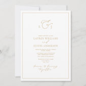 Elegant Gold Calligraphy Monogram Wedding Kaart (Voorkant)