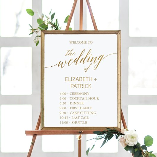 Elegant Gold Calligraphy Order of Events Poster
