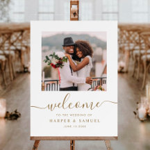 Elegant Gold Calligraphy Photo Mariage Bienvenue