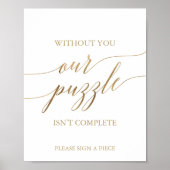 Elegant Gold Calligraphy Puzzle Guestbook Sign Poster (Voorkant)