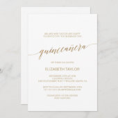 Elegant Gold Calligraphy Quinceañera Kaart (Voorkant / Achterkant)