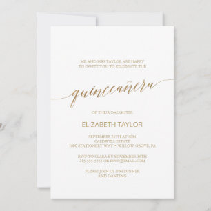 Elegant Gold Calligraphy Quinceañera Kaart
