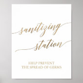 Elegant Gold Calligraphy Sanititing Station Sign. Poster (Voorkant)