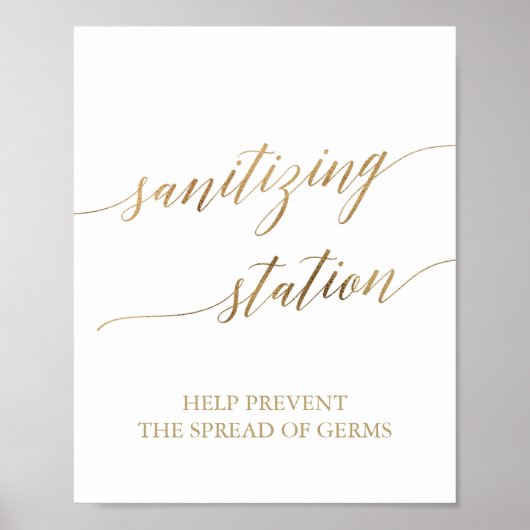 Elegant Gold Calligraphy Sanititing Station Sign. Poster (Voorkant)