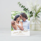 Elegant Gold Calligraphy Save the Date Photo Aankondigingskaart (Staand voorkant)
