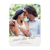 Elegant Gold Calligraphy Save the Date Photo Magneet (Verticaal)