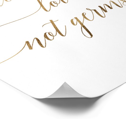 Elegant Gold Calligraphy Spread Love Not Germs Poster (Hoek)