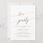 Elegant Gold Calligraphy Tea Party Birthday Kaart (Voorkant)