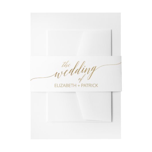 Elegant Gold Calligraphy Wedding Belly Band Uitnodigingen Wikkel (Voorkant Voorbeeld)