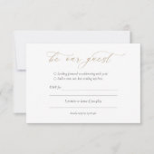 Elégant Gold Calligraphy Wedding Carte RSVP (Devant)