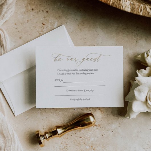 Elégant Gold Calligraphy Wedding Carte RSVP