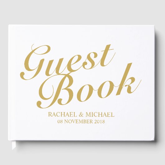 Elegant Gold Calligraphy Wedding Gastenboek (Voorkant)