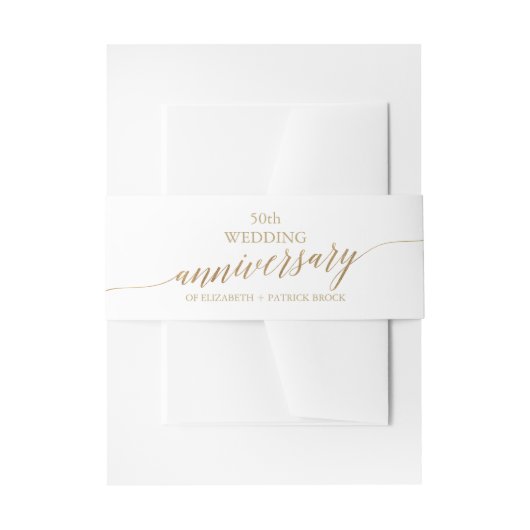 Elegant Gold Calligraphy Wedding Jubileum Invit Uitnodigingen Wikkel (Voorkant Voorbeeld)