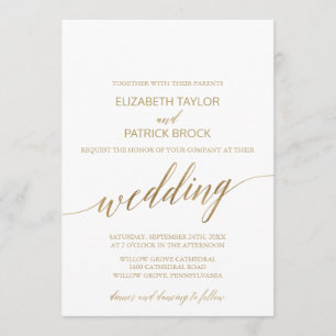 Elegant Gold Calligraphy Wedding Kaart