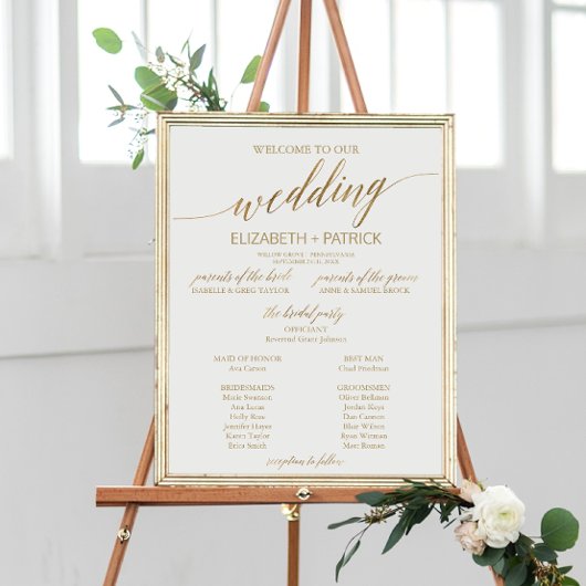 Elegant Gold Calligraphy Wedding Programme Poster