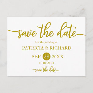 Elegant Gold Calligraphy Wedding Save the Date Briefkaart