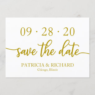 Elegant Gold Calligraphy Wedding Save the Date Kaart