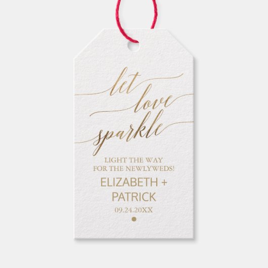 Elegant Gold Calligraphy Wedding Sparkler Labels Cadeaulabel (Voorkant)