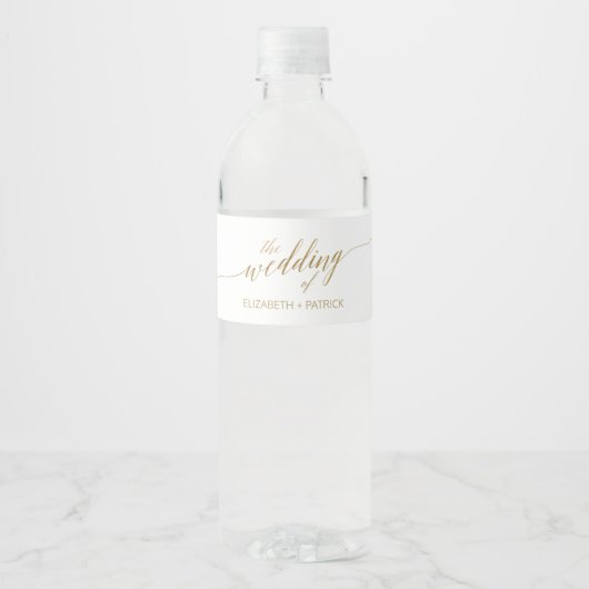 Elegant Gold Calligraphy Wedding Waterfles Etiket (Voorkant)